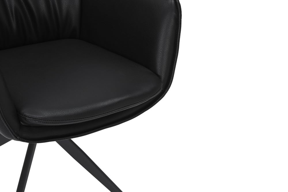 Riess Ambiente 360° drehbarer Design Stuhl Vogue - schwarz - Kunstleder Metall mit Armlehne Esszimmerstuhl Drehstuhl