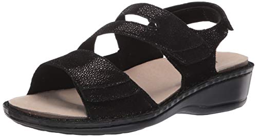 Aravon womens Cambridge 3 Strap Sandal, Black, 8 US