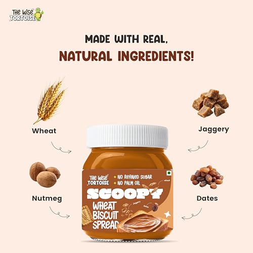 Image of Scoopy Wheat Biscuit Spread | 100% Sweetened with Dates & Jaggery | Zero Palm Oil | No Refined Sugar | No Artificial Flavours | Clean & Healthy (500g)