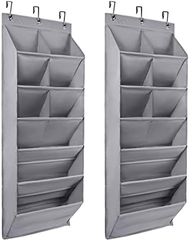 Tiktiger Over the Door Shoe Organizer,2 Pack Hanging Shoe Organizer Over the Door,9 Pockets Shoe Rack for Door with Hooks Shoe Storage Holder for Back of Door