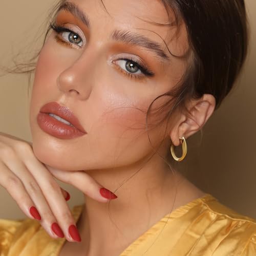 SPOINT Gold Hoop Earrings for Women 14K Gold Earrings for Women Hoop Earring for Womens Hoops Hypoallergenic Twisted Irregular-Shaped Design Hoops Earring for Womens 25mm3