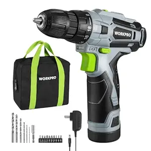 WORKPRO 19PC Cordless 12V Drill Driver Set (Grey)