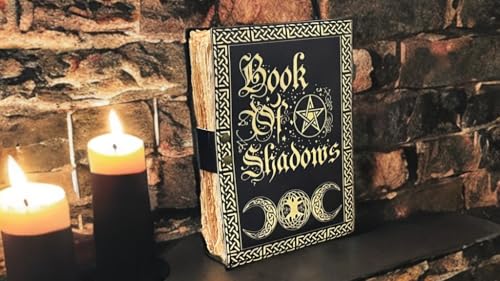 Image of Blank Spell Book of Shadows with Celtic Lapis Stone - Vintage Leather Journal with Lock, Grimoire Junk Journal, Leather Sketchbook Notebook, 200 Deckle Pages - Witchcraft Gift for Him & Her