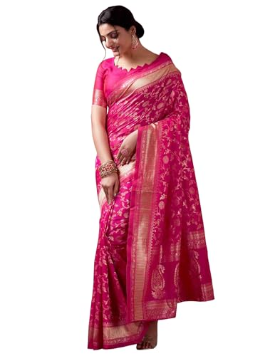 Sugathari Women's Banarasi Saree Pure Kanjivaram Silk Saree Soft new ladies 2023 Design Wear Pattu Sarees Latest Party Sari collections With Blouse Piece for Wedding sadi (SAN PARI-182 DARK GREEN)