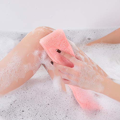 TuTuShop Silicone Bath Body Brush Silicone Back Scrubber for Shower Exfoliating Long Double Side Silicone Body Back Scrubber, Lathers Well Upgrade length to 27.1in (Green)