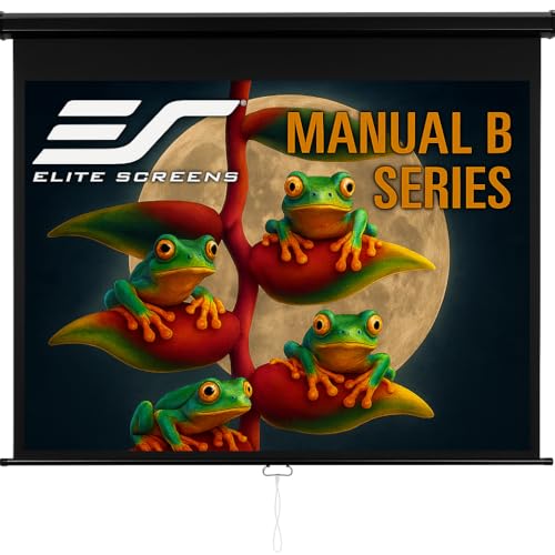 Elite Screens Manual Pull Down Projector Screen 110-INCH Home Movie Cinema Gaming Office Presentation, ISF Certified, Auto-Lock Mechanism, 4K / 8K 3D Ultra HDR HD Ready, M110H