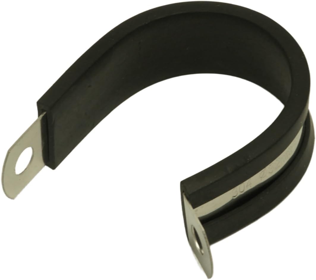 BS-XIN304SS-PCIR5-5S 304 Stainless Steel P Clip with Insulated Rubber Inner Diameter 1.3 inches (32 mm) Fixing Brackets, Set of 5