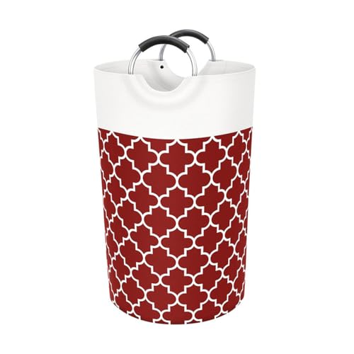 KIXZSAZ Cesta para la colada con asas de aluminio, bolsa para ropa sucia, cesto de 90L, gran capacidad, impermeable, organizador de juguetes para el hogar, Rojo/Impreso, mango de aluminio/82l