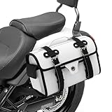 Artudatech サイドバッグ シートバッグ 9L容量 バイク バッグ PU 防水 汎用 金具防錆 ツーリングバッグ 小物収納 ダブルサイドバッグ ホワイト