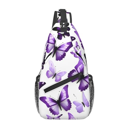 Mochila cruzada compacta con diseño de mariposas negra
