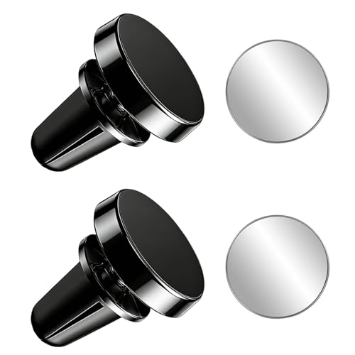 Mowpiny Lot de 2 Support Téléphone Voiture Magnétique pour Grille de Ventilation, Support Voiture Aimanté Grille Aération Rotatif 360°, Porte Universel...