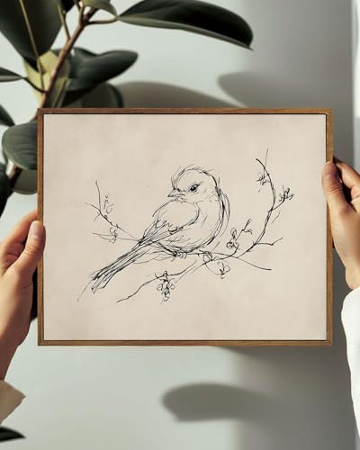 Image of KISSFOX Framed Wall Art Vintage Wall Decor Bird Pictures Rustic Animal Canvas Art Retro Paintings Farmhouse Artwork For Bedroom Living Room Kitchen