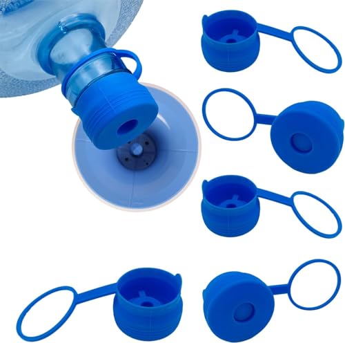 Tapa de Botella Reutilizable de 3 y 5 Galones, Repuesto de Silicona de 55 mm Antiderrames, Antisalpicaduras y Dispensadora de Agua (Paquete de 5)