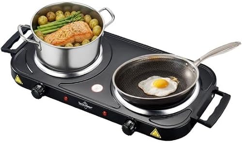 HAUS Plaque de cuisson double Élec. Grill 2500W Noir SWISS