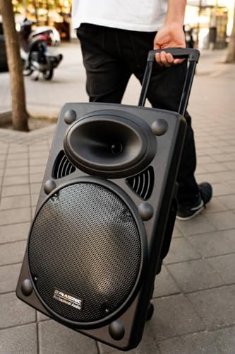 Altavoz Bluetooth potente 700W con micrófonos UHF y trípode profesional DYNASONIC 4