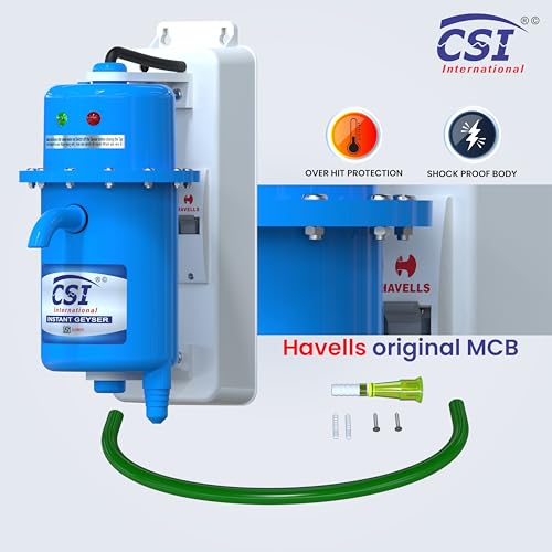 Image of CAPITAL Instant Water Geyser 1L | Portable Electric Water Heater for Bathroom & Kitchen | ABS Shockproof Body | Fast Heating Mini Geyser | Auto Cut-Off Safety 1-Year Warranty | Light Blue