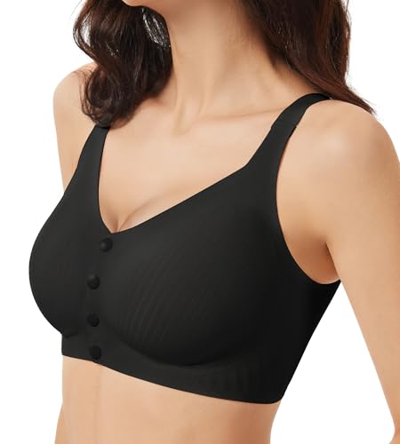 Image of Gailife Jelly Front Closure Bras for Women Wireless Mastectomy Bralettes | adjustable,post surgery,full coverage,no underwire,comfort,convenient,snap,soft,seamless,supportive,compression,old women