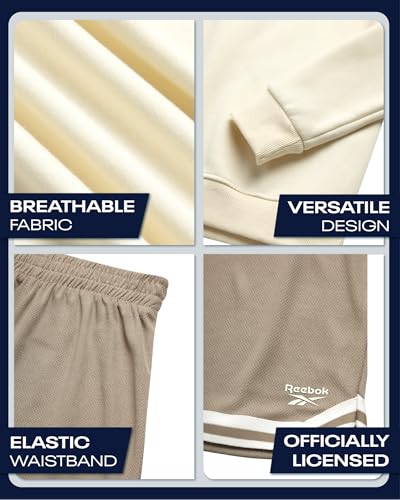 Reebok Active Boys Short Sets - 2 Piece Athletic Lightweight Knit Pullover Hoodie Sweatshirt and Activewear Boys Shorts Sets3