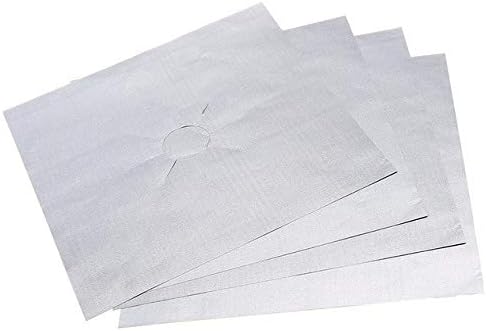 DORLIONA WHISM 4Pcs 27x27cm Durable Aluminum Foil Gas Stove Protectors Reusable Gas Stove Burner Cover Liner Mat Pad Home Kitchen Tools : Sliver