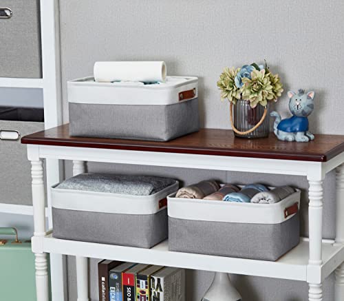DECOMOMO Baskets Storage Organization Bins, Fabric Storage Baskets for Shelves and Closet Organization (Grey & White, Medium - 3 Pack) by DECOMOMO - Image 3
