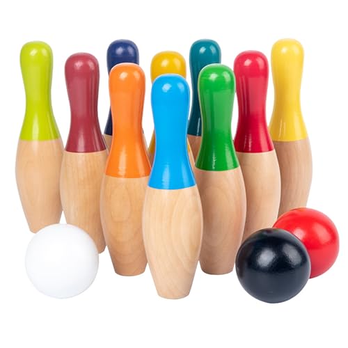 Jeu de bowling enfants en bois arc-en-ciel, cadeau idéal 2-5 ans