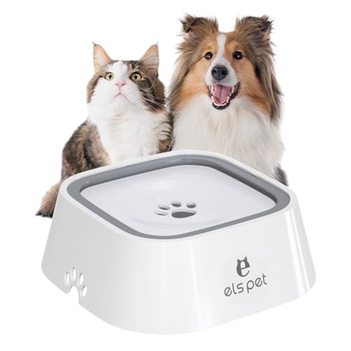 Bebedero Perro Antigoteo - Cuenco de Agua para Perros Sin Salpicaduras con Disco Flotante, Capacidad de 1l, con Base Antideslizante, Antidesbordamiento, Antiasfixia, para Perros, Gatos, Cachorros