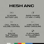 Skullcandy Hesh ANC Over-Ear Noise Cancelling Wireless Headphones, 22 Hr Battery, Microphone, Works with iPhone Android and Bluetooth Devices - Mod White - Image 4