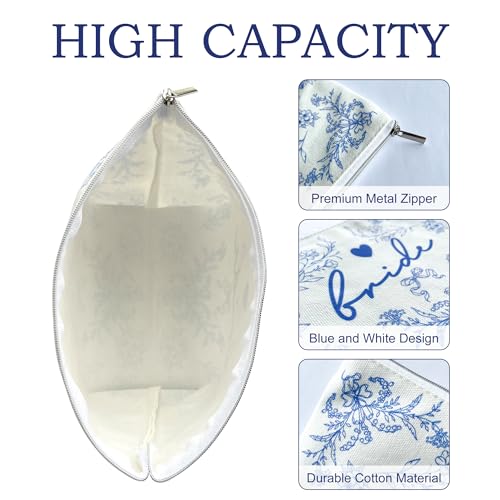 LADY&HOME Bride Makeup Bag Blue Bride Bag for Bridal Shower Wedding Engagement Gifts3