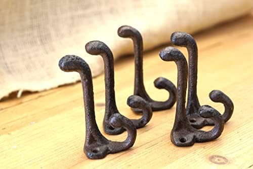 Midwest Craft House 5 Rustic Coat Hooks CAST Iron Acorn 3 1/4" Long HAT Wall School Towel