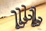 Midwest Craft House 5 Rustic Coat Hooks CAST Iron Acorn 3 1/4" Long HAT Wall School Towel