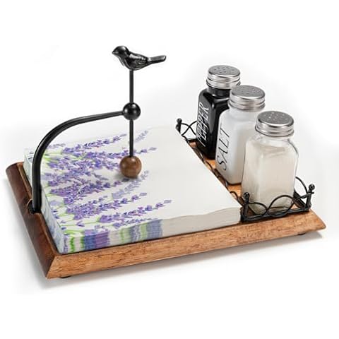 Charming Wooden Napkin Holder with Bird Design Cover