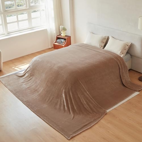 COOVA Oversized King Fleece Blanket 120x120 inches, Soft Cozy Warm Giant Extra Large 10'x10' Blanket for Bed, Sofa, Couch,Travel, Camping, California Huge Flannel Big Throw Blanket, Brown