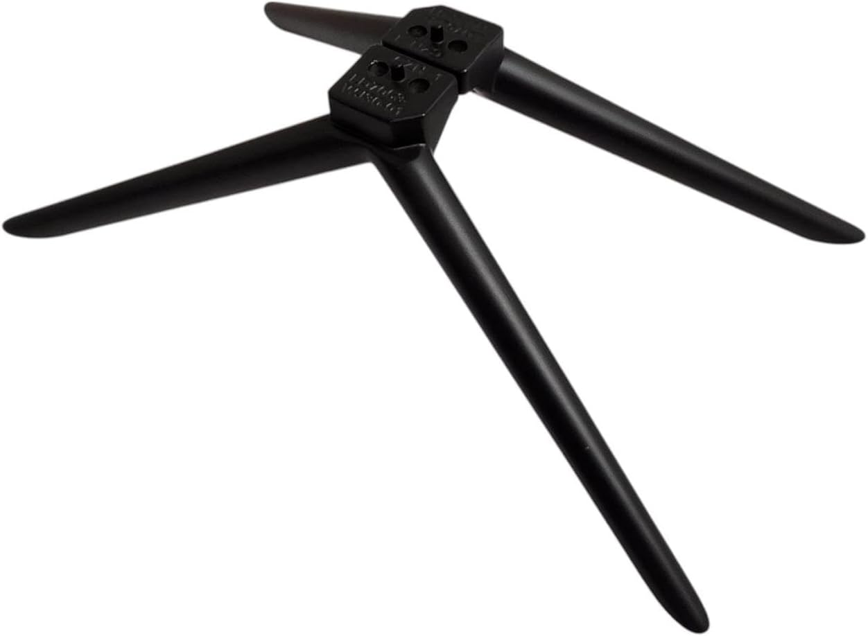 Bi telebista-euskarri beltz hanka viewed from the top, showing the flat mounting surfaces and screw holes.