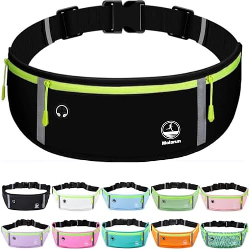 Running Belt, Fanny Pack for Women Men, Water Resistant Waist Pack, Runners Belt for Hiking Fitness Travel - Adjustable Running Pouch Phone Holder Accessories for iPhone Samsung - Black