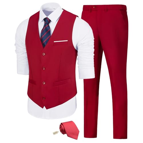Men's Suit Slim Fit 2 Pieces Suits Set Grooms Tuxedos Business Wedding Prom Party Suit Vest and Pants