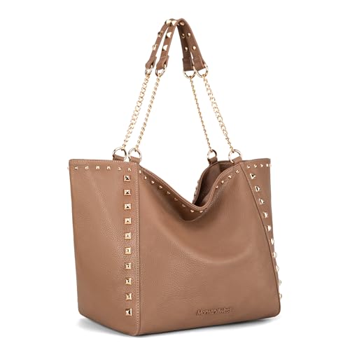 Montana West Bolsa grande para mulheres, bolsas de ombro grandes com bolsa de mão de corrente, GG - cáqui, X-Large