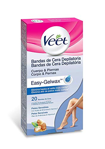 Veet Bandas de Cera Fría para el Cuerpo, Piel Sensible - 20 Bandas