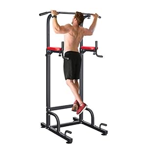 RELIFE REBUILD YOUR LIFE Power Tower Pull Up Bar Dip Station for Home Gym Adjustable Height Strength Training Workout…
