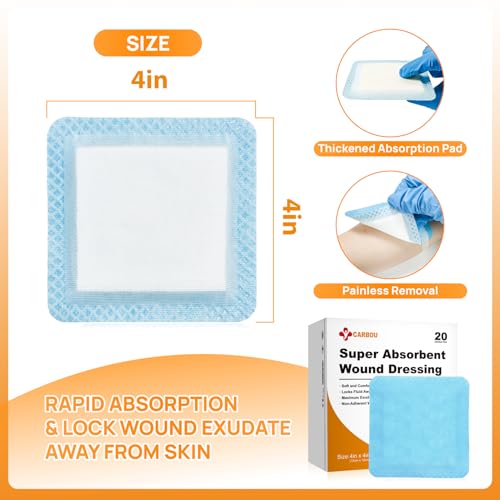 Carbou Medical Xeroform Petrolatum Dressing 1"x8" (Pack de 50) + Super Absorbent Wound Dressing 4"x4" (Pack de 20) miniatura 5