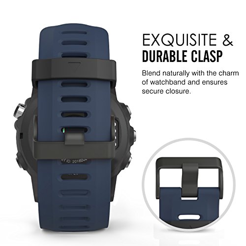 Moko Band Compatible With Garmin Fenix 3/Fenix 5X, Soft Silicone Replacement Watch Band For Garmin Fenix 3/Fenix 3 Hr/Fenix 5X/5X Plus/D2 Delta Px/Descent Mk1 - Midnight Blue #TOP3