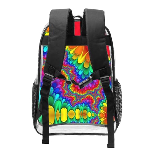 Mochila transparente de concierto para mujer y hombre con estampado tie-dye rojo 2