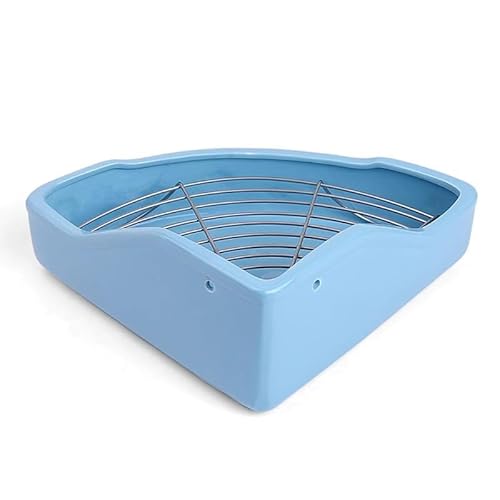 Sefoemut小動物用 陶器トワレ 飼育ケージ内装 チンチラ用陶器トワレ かわいい 三角 うさぎトイレ 消臭 うさぎ用 噛み防止 金網スノコ付き うさぎのトイレ チンチラ用ト小動物用 ト (ブルー)