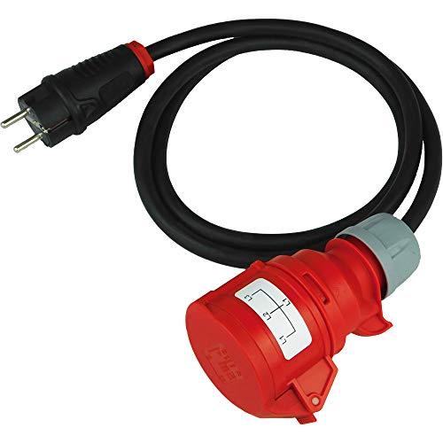 NWP Messadapter Prüfadapter Schuko Stecker auf 16A CEE Kupplung 5-Polig für DGUV V3 VDE 0701/0702-1,5m Anschlussleitung - Zubehör für Messgeräte...