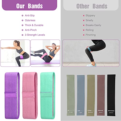 Resistance Bands For Working Out Booty Bands Exercise 3 Resistance Levels Equipment For Home,Elastic And Non-Slip Strength Bands Gym Accessories For Women Training For Leg And Glute Squats #TOP3