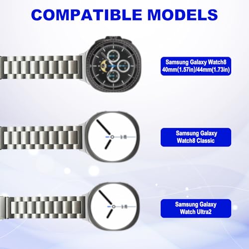 3 Pair 20mm Watches Band Connectors for Samsung Galaxy Watch 8 & 8 Classic 2025 & Ultra2 Accessories, Stainless Steel No-Gap Watch Strap Adapter (Silver, Black, Rose Gold) by Fukaisu - Image 4