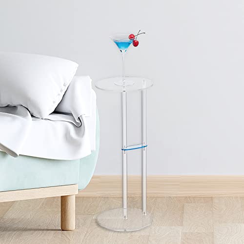 Aquiver Small Acrylic Drink Table - Minimalist Martini Table For Small Spaces - Small Round Side Table For Living Room, Bedroom, Balcony - 9'' L X 9'' W X 23'' H #TOP1
