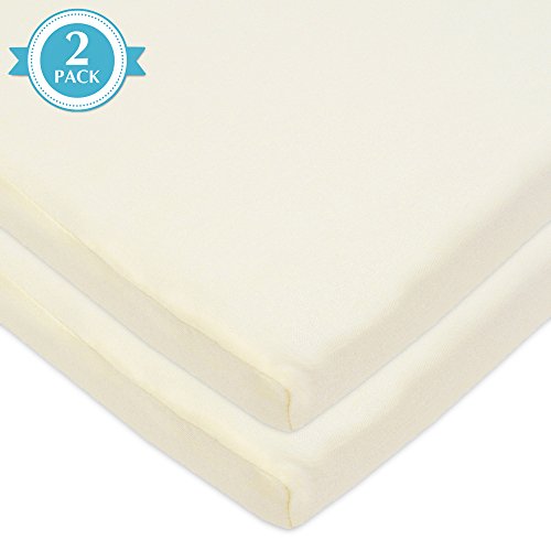 Image of American Baby Company 2 Pack 100% Natural Cotton Fitted Cradle /Bassinet Sheets 36 inch x 18 inch - Soft, Breathable & Hypoallergenic Bed Sheets, Cream, Neutral for Boys & Girls