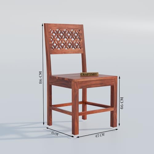 Image of 57 Inch Length Solid Sheesham Wood 6 Seater Dining Table Set | Six Seater Dinner Table with 6 Chairs | Dinning Table Set 6 Seater for Living Room | Wooden Table & Chair Set | Honey Finish