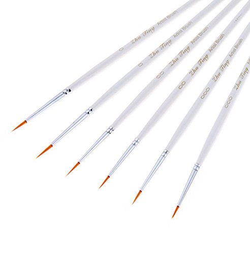 Fine Detail Paint Brush Set, 6 Pieces Miniature Art Brushes For Fine Detailing,Art Painting - Acrylic, Watercolor, Oil - Miniatures, Models, Airplane Kits, Nail #TOP5