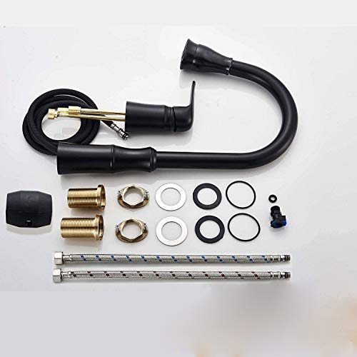 Oulantron High Arc Pull Down Sprayer Kitchen Faucet Single Handle Kitchen Faucets 2 Hole Matte Black Commercial Kitchen Sink Faucet Pull Out Kitchen Sink Faucet #TOP6